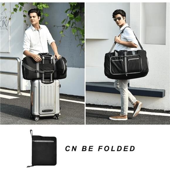 Travel Duffle Bag, 65L Foldable Weekender Bags - Picture 3 of 6